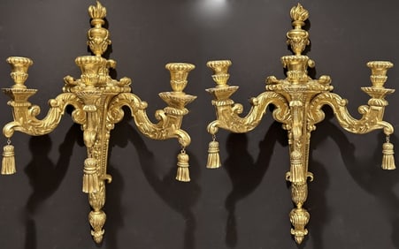 Pair Of Large Gilt Wood Louis XVI Sconces