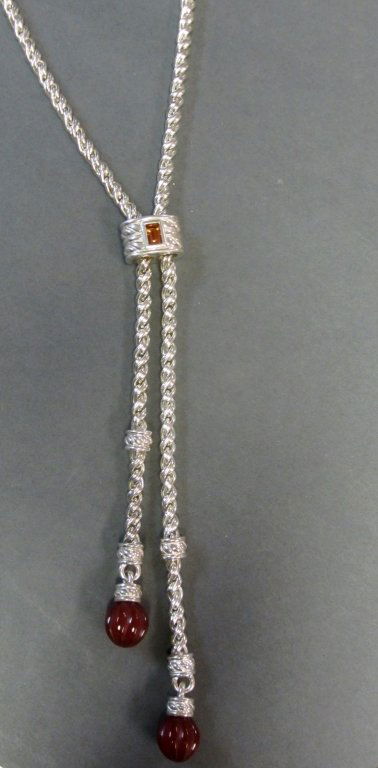 Judith Ripka Sterling Larriet Necklace: Sterling larriet necklace by Judith Ripka. Length: 30"