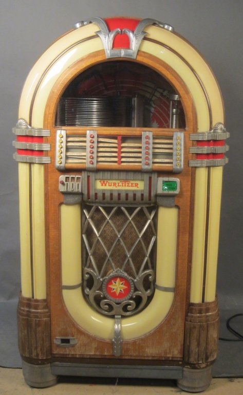 Wurlitzer "Bubble" Jukebox: Wurlitzer Jukebox, model 1015. circa 1946 Height: 59", Width: 33"
