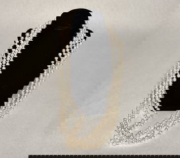 Collection Of 4 Pearl Necklaces: 4 pearl necklaces with yellow gold clasps marked 14K. Length approx. 36". Bead dia. approx. 9.0-10.0mm.STERLING ASSOCIATES STRIVES TO PROVIDE ACCURATE, OBJECTIVE, & FAIR INFORMATION ON ALL LOTS. WE