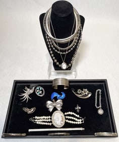Collection Of 20 Pcs. Sterling Silvery Jewelry