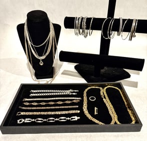 Collection Of 34 Pcs. Sterling Silver Jewelry