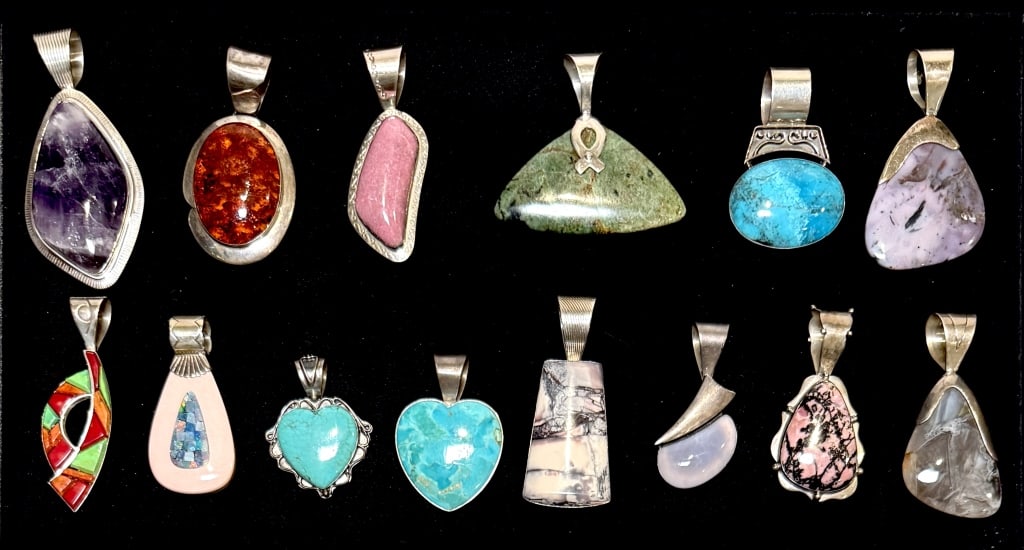 Collection Of 14 Sterling And Stone Pendants (1 of 4)