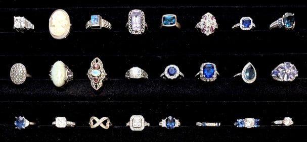 Collection Of 24 Sterling Silver Rings
