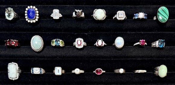 Collection Of 24 Sterling Silver Rings