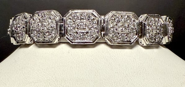 4 Carat Diamond And 14K White Gold Bracelet