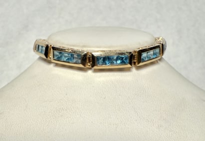 14K Gold And Blue Topaz Bracelet