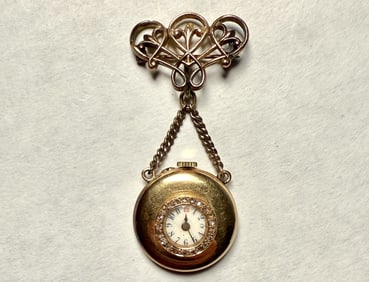 18K Gold And Diamond Pendant Watch