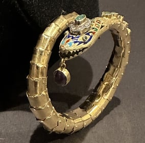 14K Gold Antique Articulated Snake Bracelet