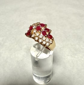 14K Gold, Diamond And Ruby Ring