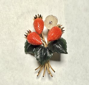 14K Gold Floral Form Brooch Pin