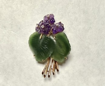 14K Gold Floral  Form Brooch Pin