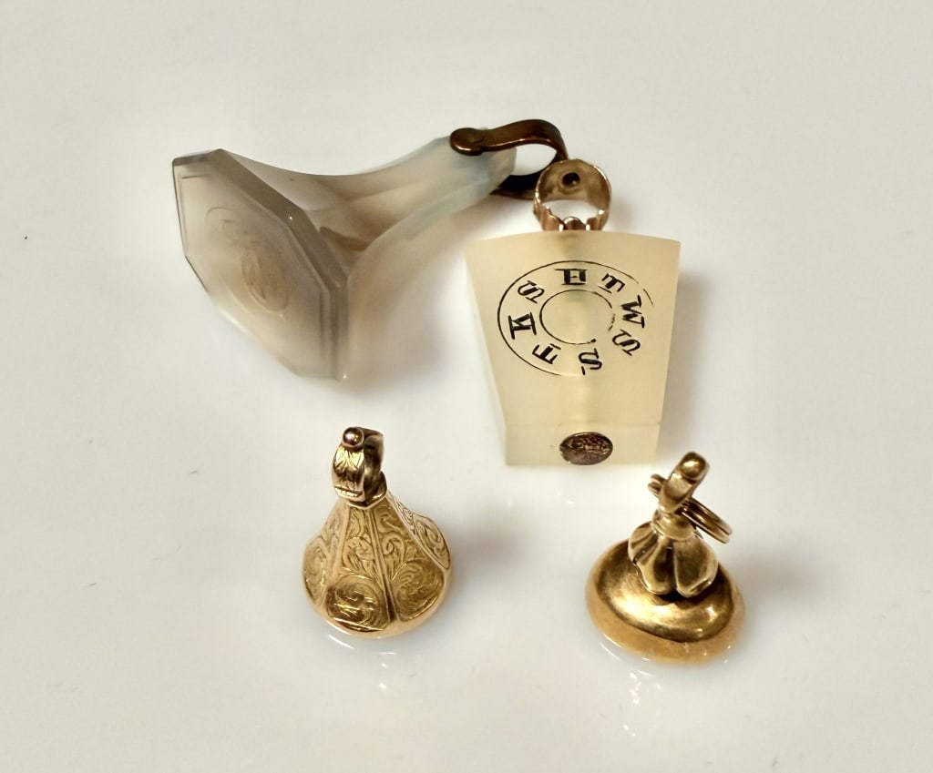 14K Gold And Stone Fob Pendants (4) (1 of 4)