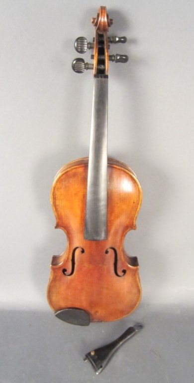 Violin: Estate Violin, label reads: Jakobus Stainer in Absam prope Oenipontum 1765 Height: 23", Width: 7 3/4"