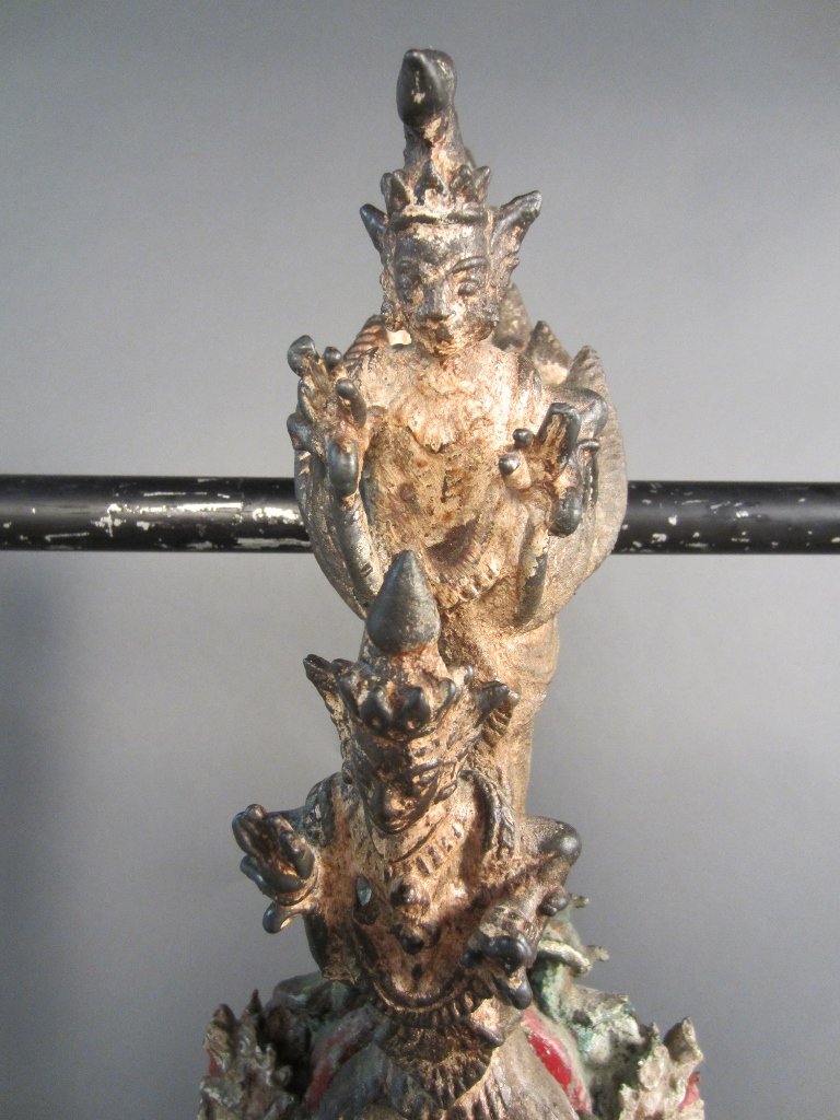 Monumental Antique Chinese/Asian bronze Bell with Stand - 5