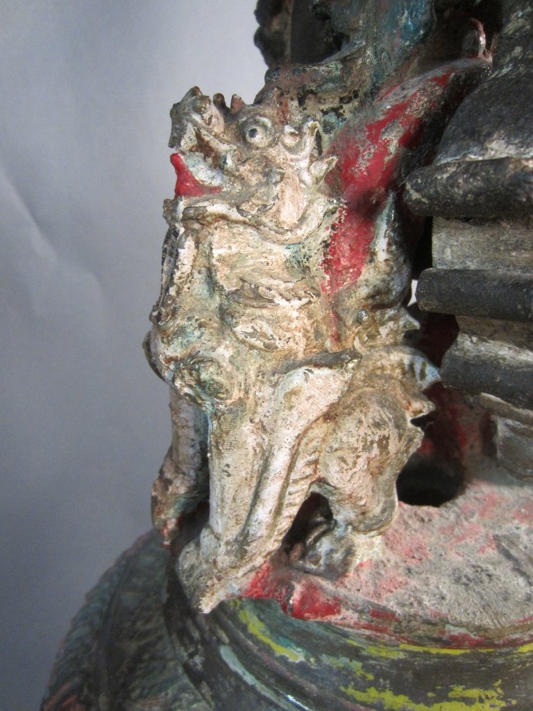 Monumental Antique Chinese/Asian bronze Bell with Stand - 6