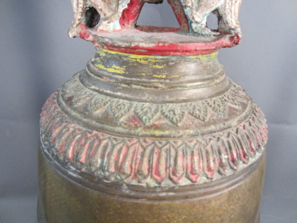 Monumental Antique Chinese/Asian bronze Bell with Stand - 8