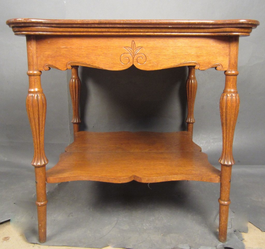 Victorian Side Table: Victorian oak side table, 19th C Height: 28", Width: 29"