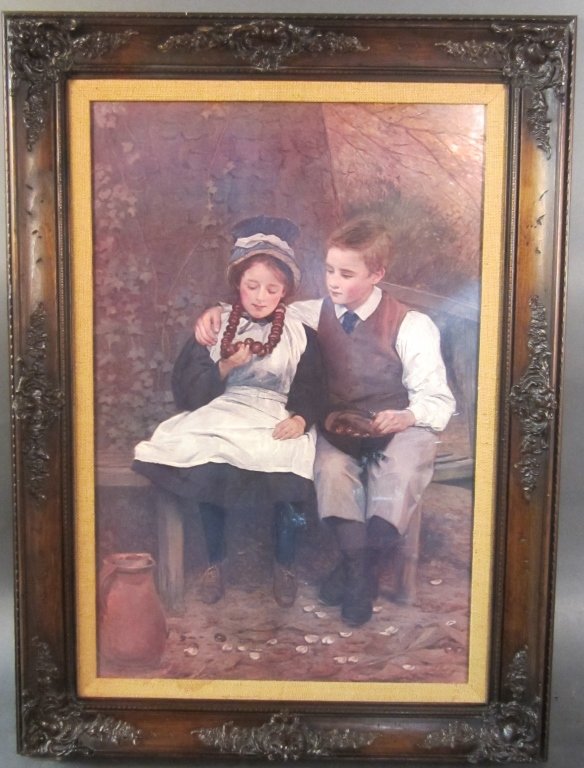 James Hayllar, English (1829-1920): From the Estate of John McDonald James Hayllar, English (1829-1920) J. Hay Llar "The Sweethearts" Lithograph, signed: J. Hayllar Image Size: Height: 35", Width: 23 1/2"