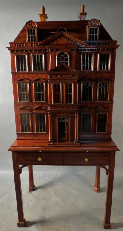 Maitland- Smith House Form Cabinet: Unique doll house on stand opens into cabinet. Maitland-Smith Height: 74", Width: 33 1/2"