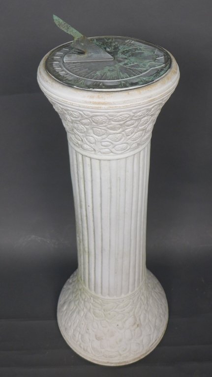 Sundial on Pedestal: Garden sundial on pedestal Height: 32 1/2", Width: 12"