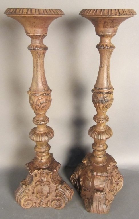 Cast Iron Candlestick: Cast Iron Candlesticks. Height: 23 1/2", Width: 7 1/2"
