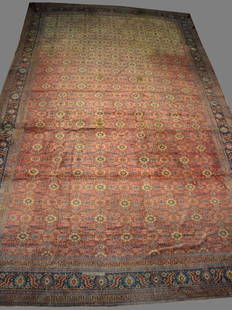 Large Antique Rug: Large antique rug. Some wear. Length: 282", Width: 174"