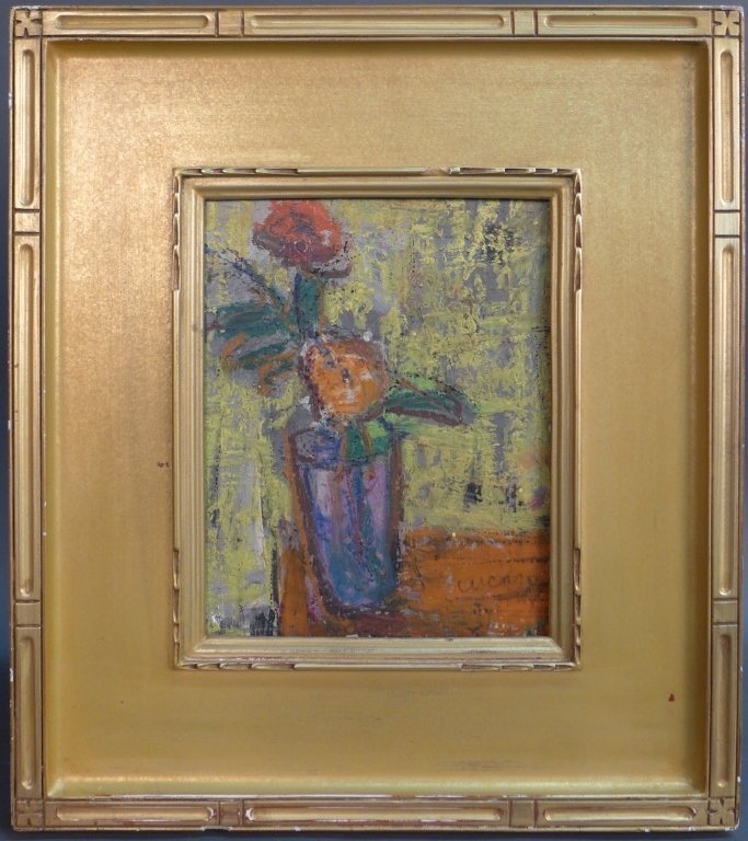 Pascal Cucaro, Californian (1915-2004): Pascal Cucaro, Californian (1915-2004). Still life of flowers in a vase, O/B signed: Cucaro. Image Size: 9 1/2", Width: 7 1/2"