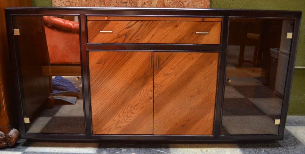 Hibriten Sideboard/ Buffet: Hibriten sideboard with mirror top and silverware drawer liner. Top drawer Height: 34 1/2", Width: 68", Depth: 21 1/2"