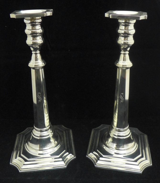Pair of Sterling Silver Candlesticks: Pair of Black, Starr & Gorham sterling silver weighted candlesticks. Maker's marks stamped on bottom. Height: 10", Width: 4 1/2"