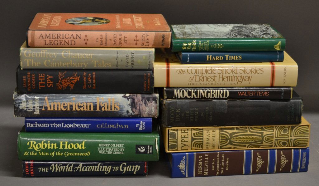 Assortment of Classic Works: From the Estate of Mark Falk. An assortment of classic books, some vintage. Titles include: Robin Hood, Moby Dick, The Canterbury Tales and more.