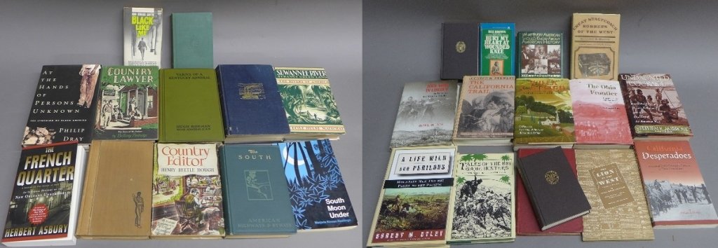 Books about American South, The Old West & Indians: From the Estate of Mark Falk. A collection of 12 books about the American South. Titles include: Highways and Byways of the South, The French Quarter, A Treasury of Mississippi Folklore, South Moon Un