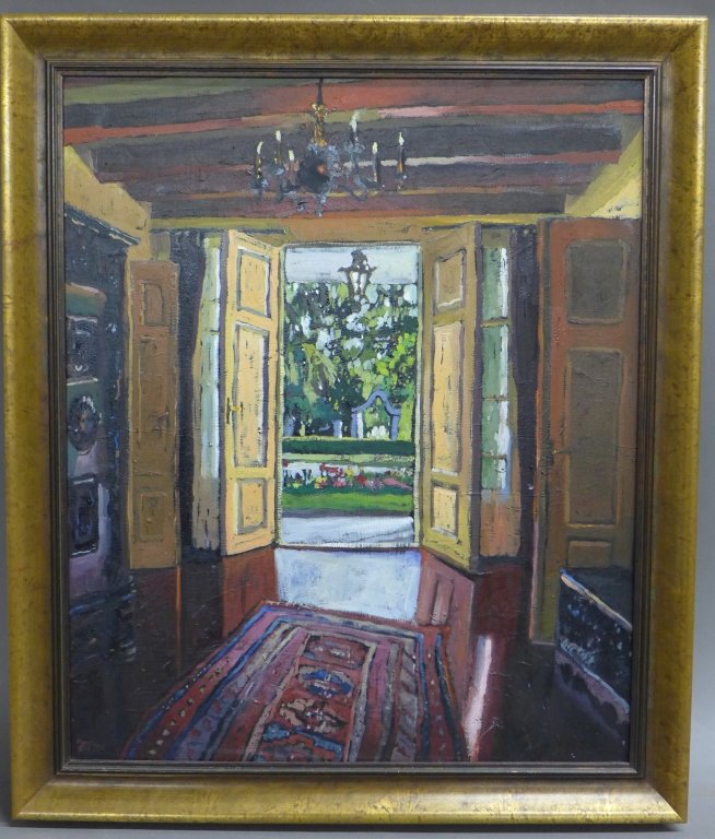 Joanna M. Wezyk, Poland (1966- ): Oil on canvas Signed on bottom left. Joanna M. Wezyk is a Polish American artist. Height: 28", Width: 23 3/4" & Image Size: Height: 23 1/2", Width: 19 1/4"