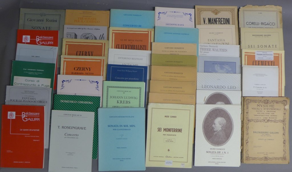 Italian Sheet Music: From the Estate of Mark Falk. Collection of Italian sheet music books. Composers include: Roseingrave, Rutini, Galuppi and more.