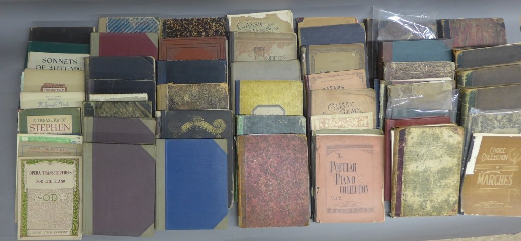 Collection of Rare Music Albums: From the Estate of Mark Falk. Collection of rare 19th and 20th Century music albums. Books include: Opera Transcriptions for the Piano, Evening Moods, From the Far East by George Tompkins, and more.