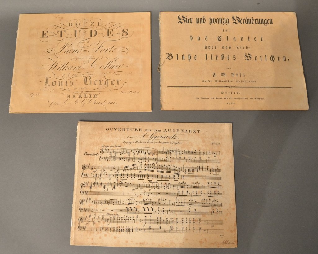 Rare German Sheet Music: From the Estate of Mark Falk. 3 pieces of rare 18th- 19th Century German sheet music.