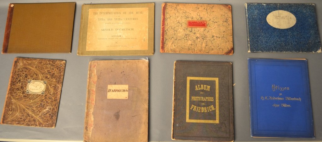 Rare and Antique Music Journals: From the Estate of Mark Falk. Collection of 8 rare sheet music albums. Composers include: Schmitt, Clementi, Dolmetsch and more.