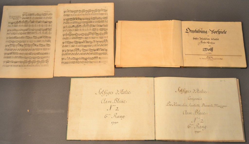18th Century Sheet Music: From the Estate of Mark Falk. Collection of 3 bound albums of 18th Century music.