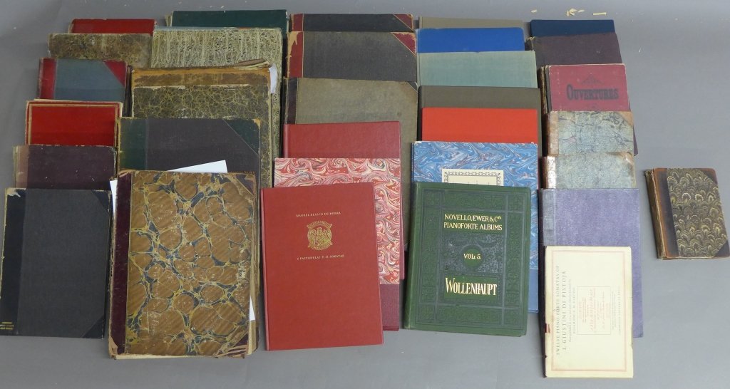 19th & 20th C Sheet Music: From the Estate of Mark Falk. Collection of over 25 19th and 20th Century albums of mixed sheet music. Composers include: Wollenhaupt, Bremner, and more.