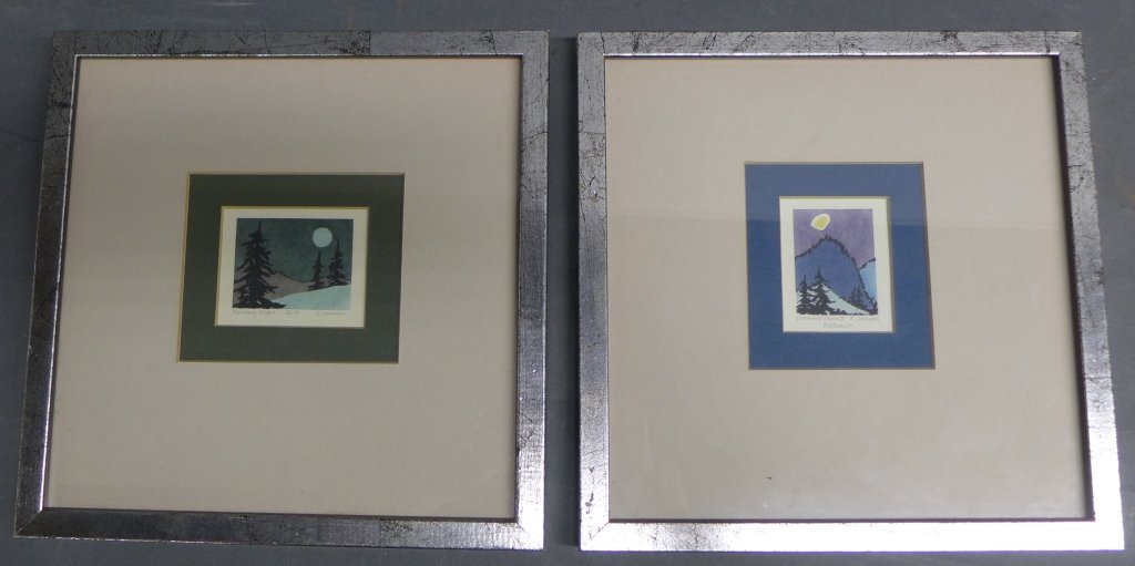 Edward August Landon, American (1911-1984): From the Estate of Mark Falk. Edward August Landon, American (1911-1984) Pair of serigraphs in similar frames. Both are titled, signed and has edition number written in pencil. Both frames are the sam