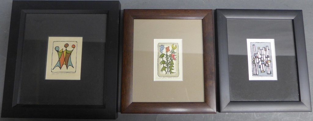 Edward August Landon, American (1911-1984): From the Estate of Mark Falk. Edward August Landon, American (1911-1984) Collection of 3 framed serigraphs which are all titled, signed and has edition number written in pencil. Largest frame Height: 