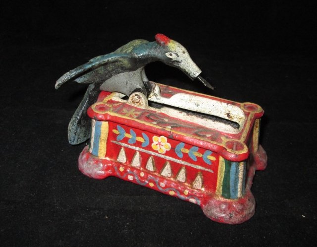 Vintage Cast Iron Woodpecker Toothpick Holder