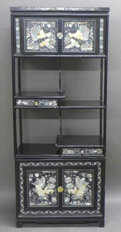 Korean Black Lacquer And Mother Of Pearl Cabinet