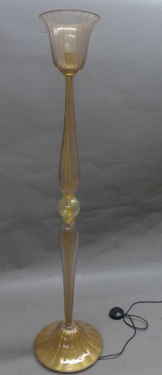 Venetian Glass Torchiere Floor Lamp (1 of 9)