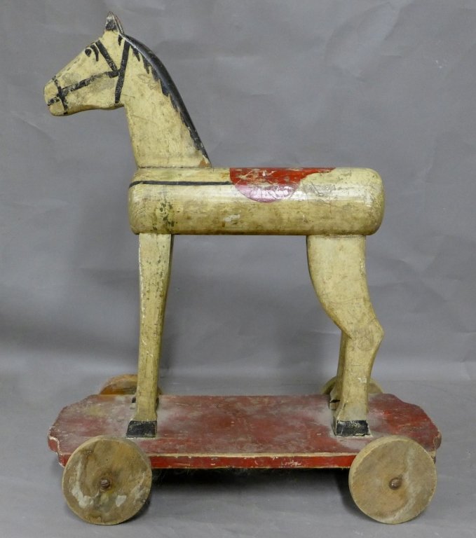 Antique Carved Wood Horse Pull Toy (1 of 10)