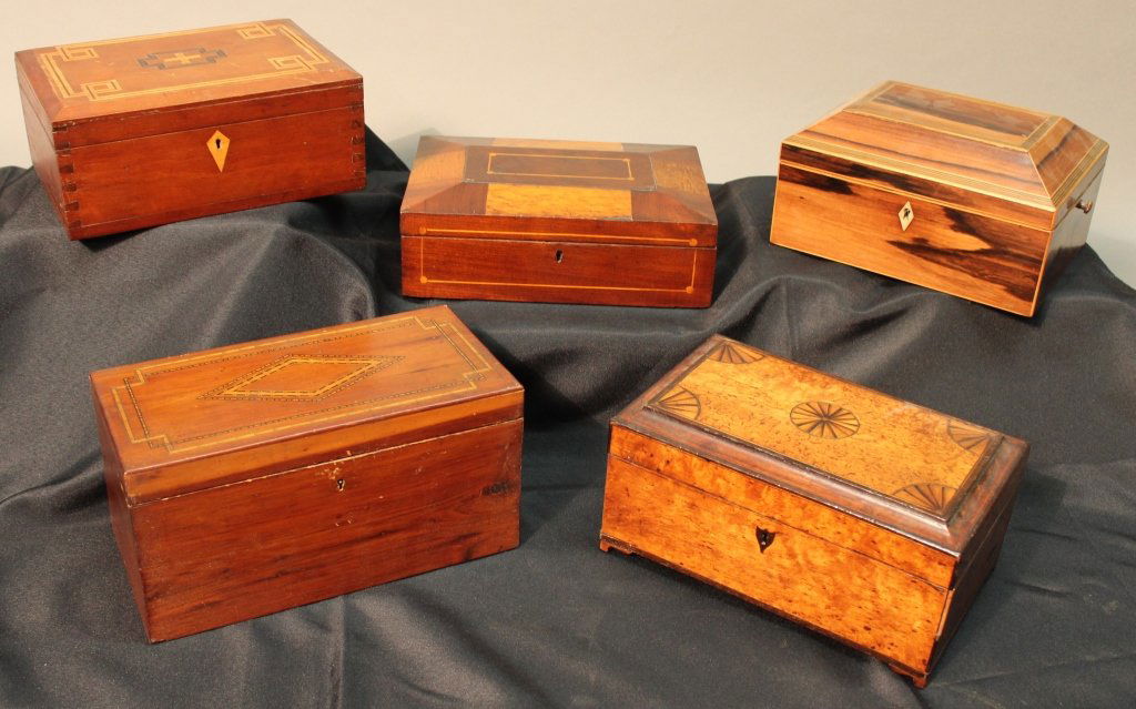 5 Wood Boxes with Decorative Wood Inlay (1 of 10)
