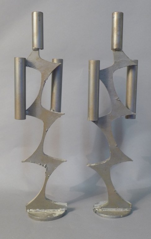 Pair of Modern Steel Candle Sticks (1 of 7)