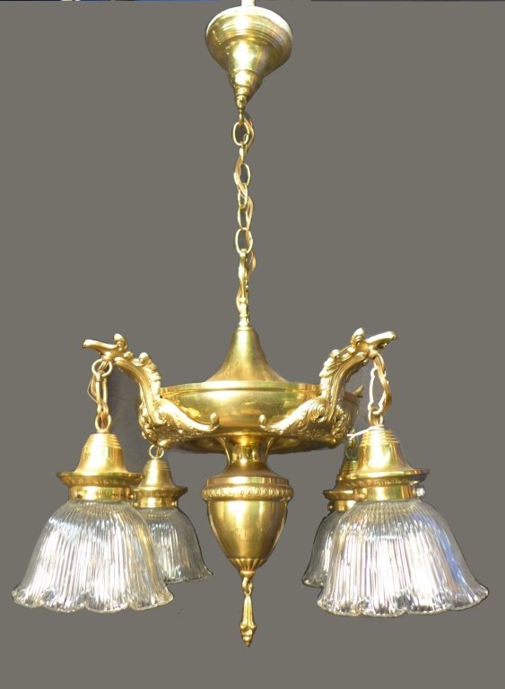 Four-Arm Brass Chandelier (1 of 7)