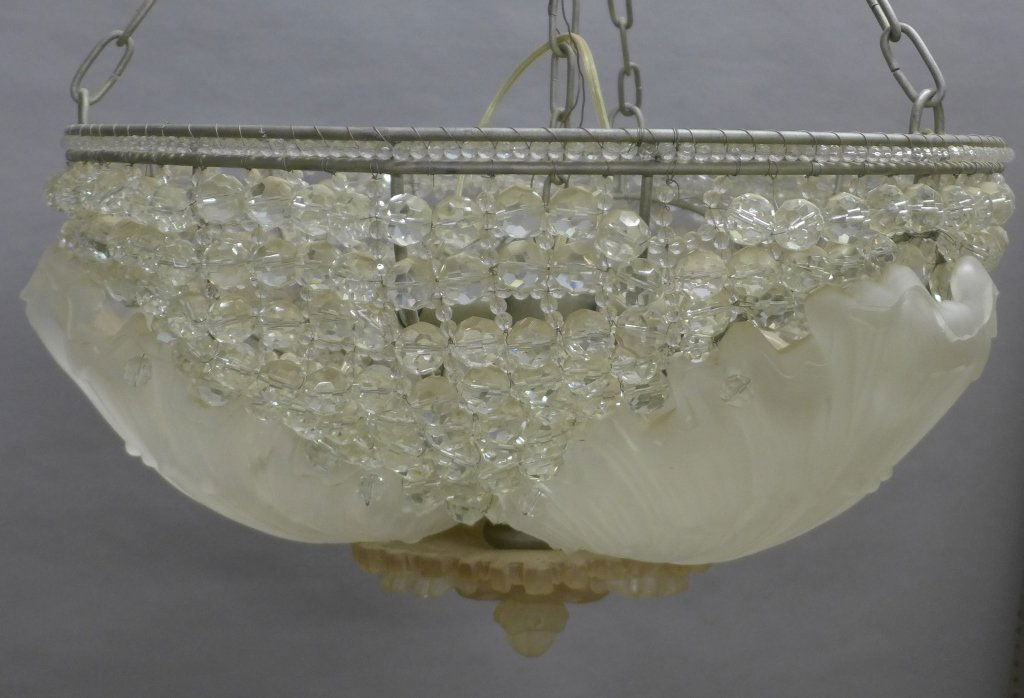 Crystal and Frosted Glass Chandelier (1 of 7)