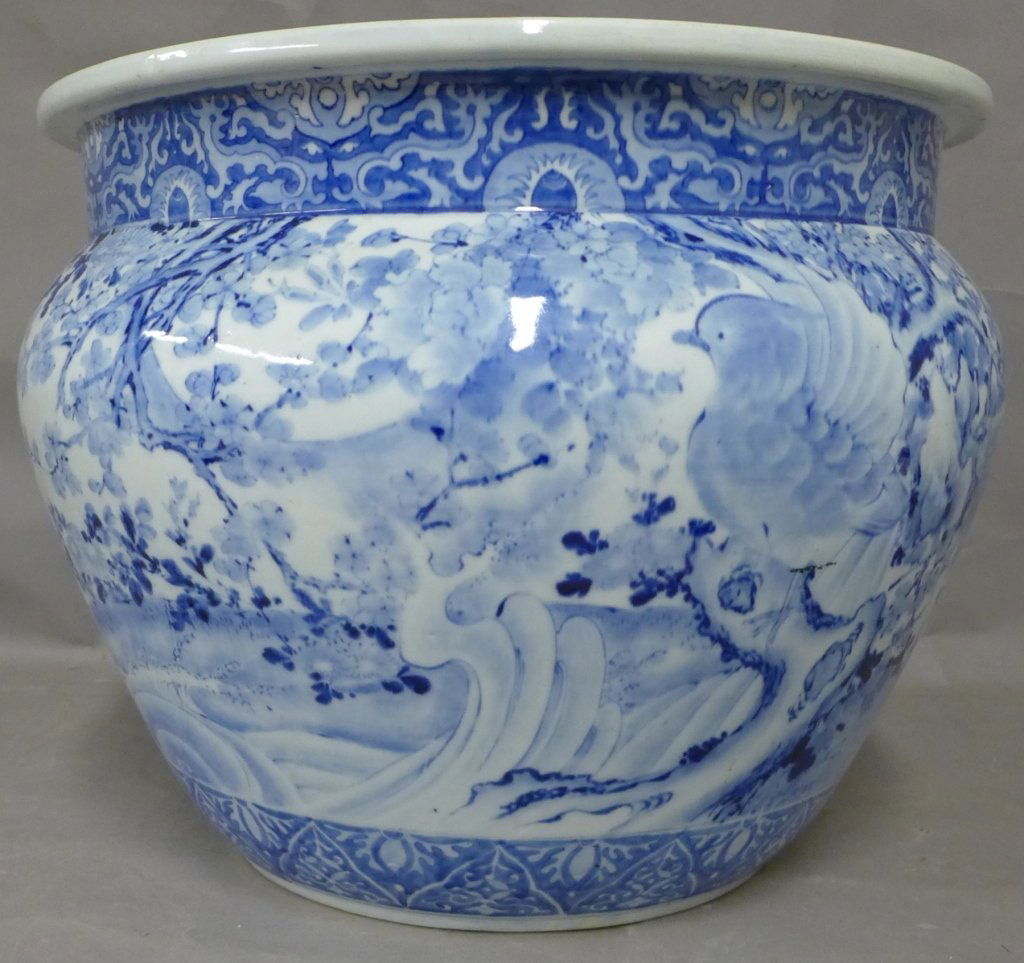 Imari Blue and White Fish Bowl Planter (1 of 8)